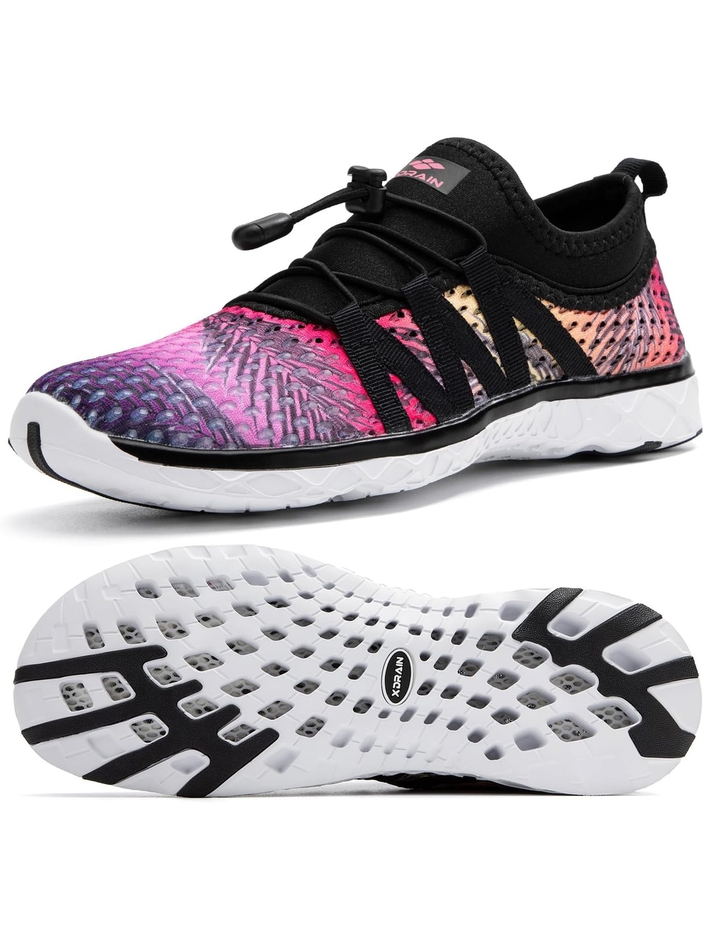 Women's Silver Metallic Closed Toe Flat Xdrain Mesh Slip On Athletic Water Shoe